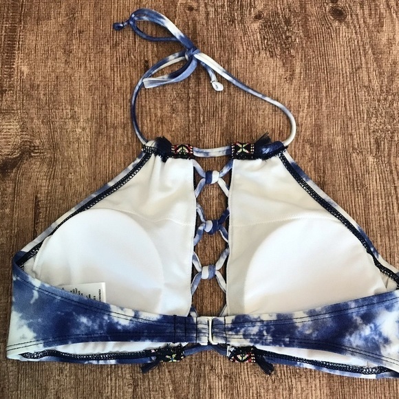 Altar’d State High Neck Blue Tie Dye Bikini Top - Picture 4 of 6